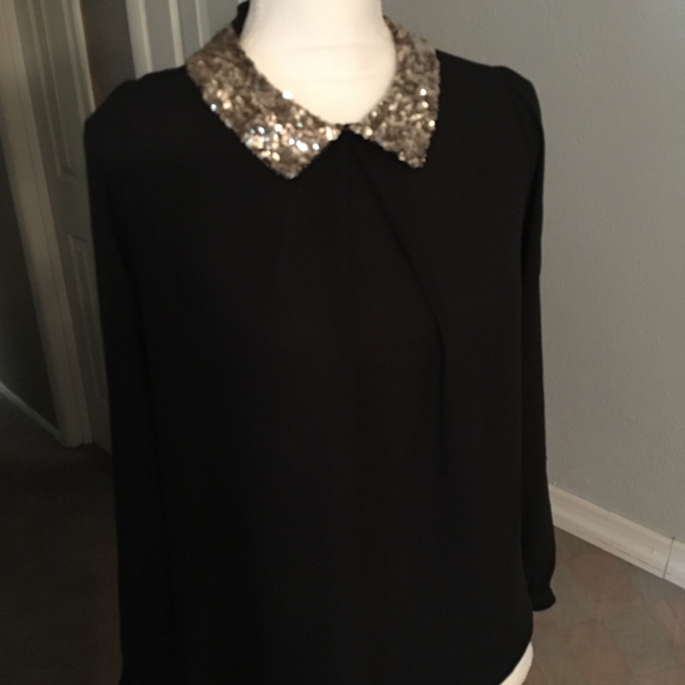 Black dressy soft material blouse